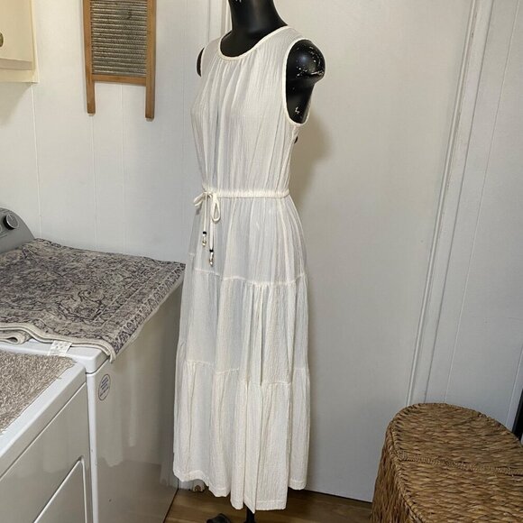 Calvin Klein Gauze Tiered Maxi Dress in Ivory Size 10 - Picture 4 of 7